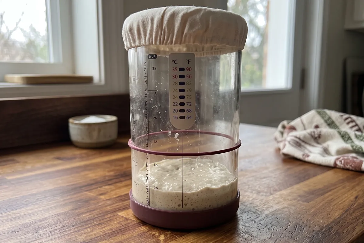 Sluggish sourdough starter that has not risen in its jar